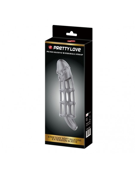 PRETTY LOVE - Penis Sleeve with Ball Strap - Przedłużki i nakładki na penisa - 7