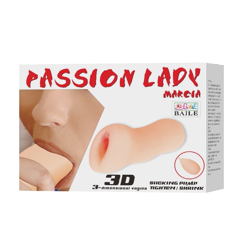 Masturbator PASSION LADY MARCIA z ręczną pompką ssącą i teksturowanym kanałem - 14,5 × 6,8 × 5 cm - 5