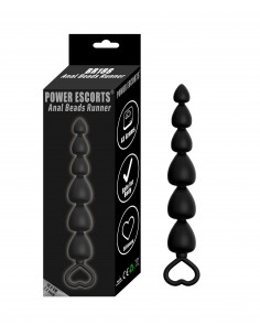 Plug-Power Escorts - Anal Beads Runner - Silicone-Black - Kulki analne, koraliki analne - 1