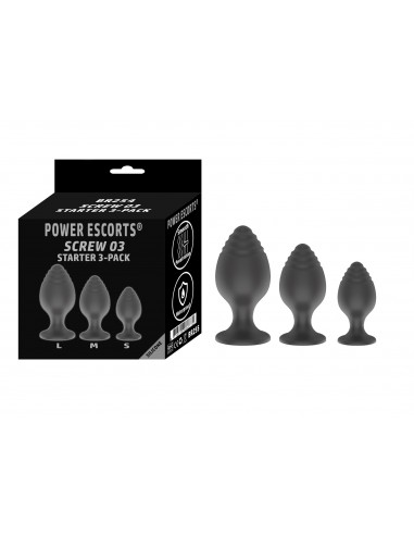 Plug-Screw 03 - 3-Pack Silicone Plugs Black - Korki analne silikonowe - 1