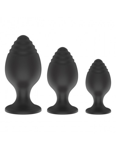 Plug-Screw 03 - 3-Pack Silicone Plugs Black - Korki analne silikonowe - 2