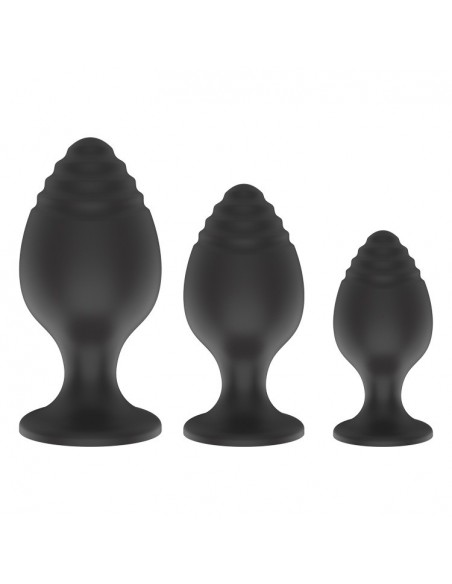Plug-Screw 03 - 3-Pack Silicone Plugs Black - Korki analne silikonowe - 2