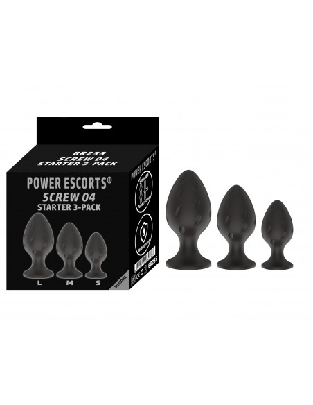 Plug-Screw 04 - 3-Pack Silicone Plugs Black - Korki analne silikonowe - 1