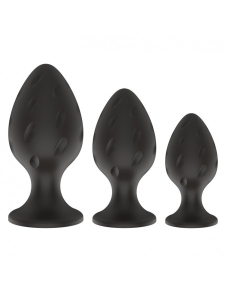 Plug-Screw 04 - 3-Pack Silicone Plugs Black - Korki analne silikonowe - 2