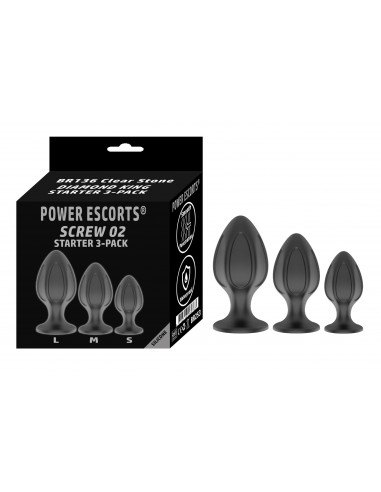 Plug-Screw 02 - 3-Pack Silicone Plugs Black - Korki analne silikonowe - 1