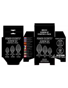 Plug-Screw 02 - 3-Pack Silicone Plugs Black - Korki analne silikonowe - 1 2