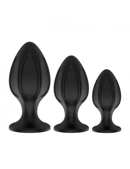 Plug-Screw 02 - 3-Pack Silicone Plugs Black - Korki analne silikonowe - 3