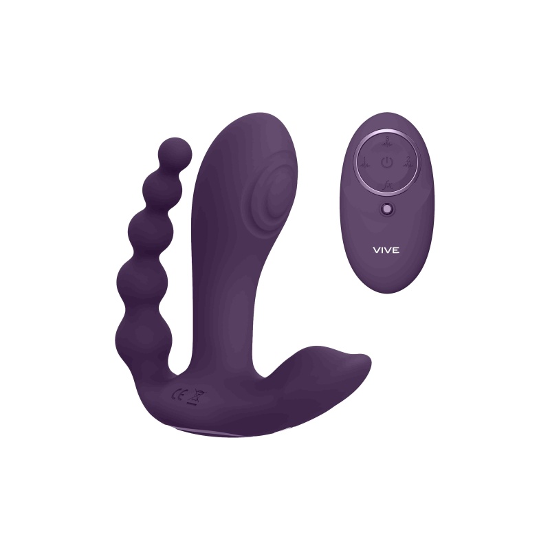 Stymulator wielofunkcyjny VIVE Kata Pulse Wave Purple - 3 niezależne silniki F1, IPX7, 12 cm - 5