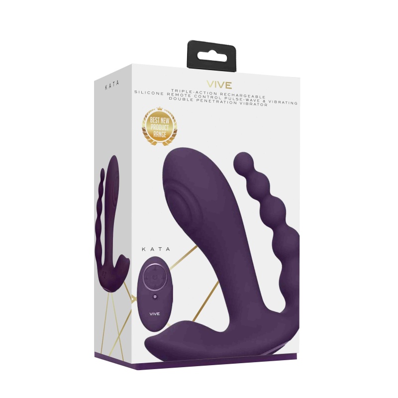Stymulator wielofunkcyjny VIVE Kata Pulse Wave Purple - 3 niezależne silniki F1, IPX7, 12 cm - 7