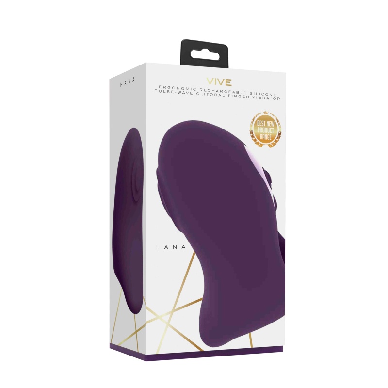 Stymulator łechtaczki Hana Purple - ergonomiczny wibrator napalcowy z silnikiem F1 i silikonem medycznym, 8,6 x 5,1 cm - 2