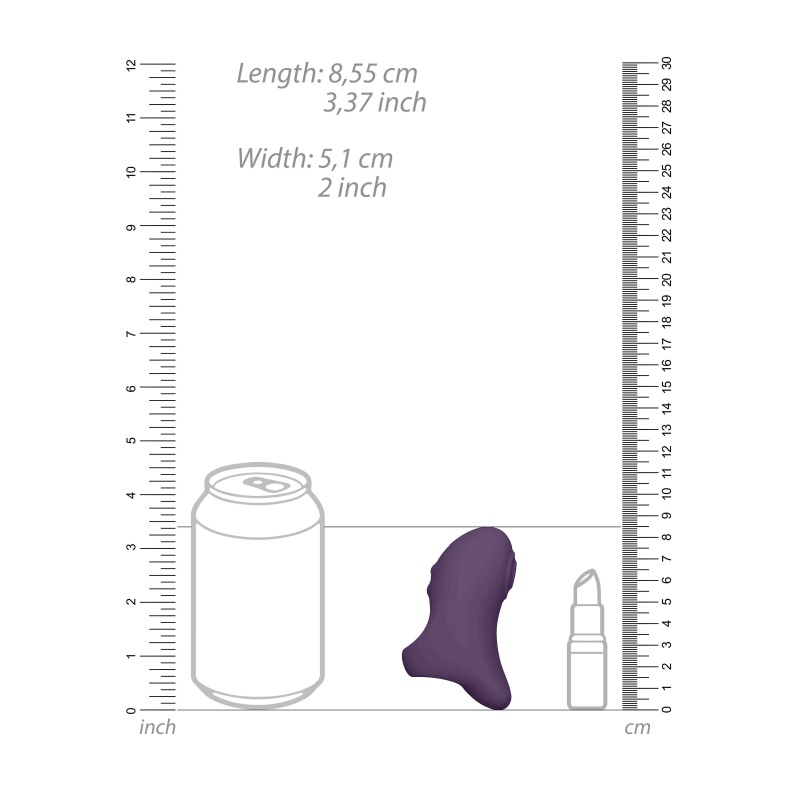 Stymulator łechtaczki Hana Purple - ergonomiczny wibrator napalcowy z silnikiem F1 i silikonem medycznym, 8,6 x 5,1 cm - 4