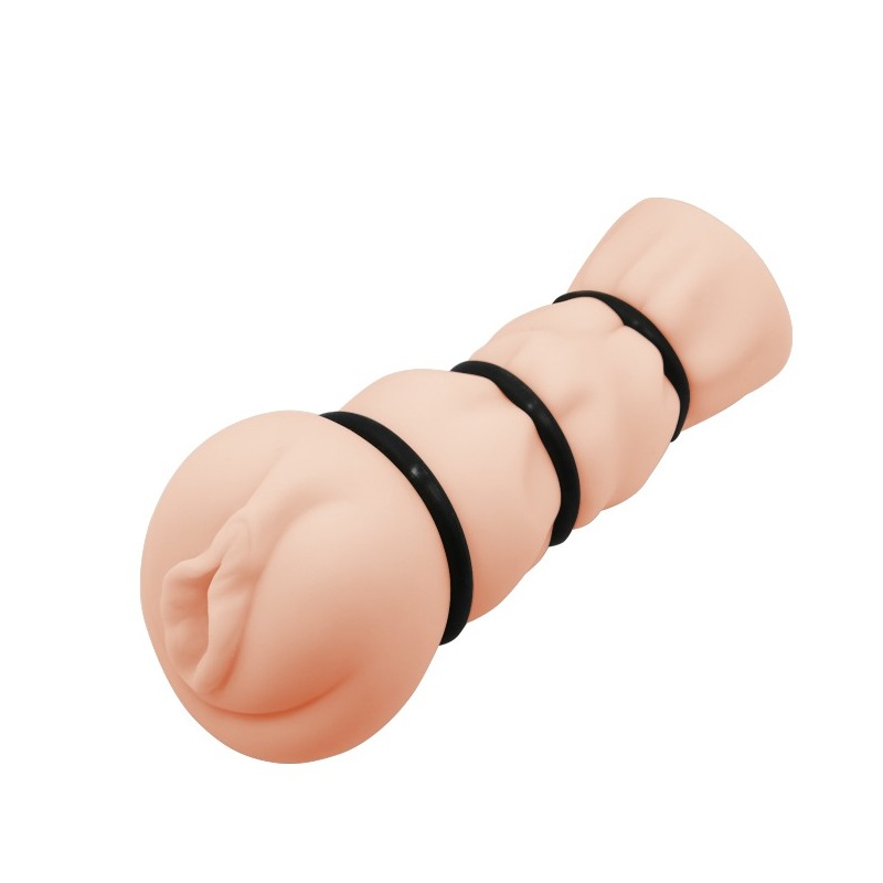 Męski masturbator Pocket Pussy 3D Vagina z trzema pierścieniami zaciskowymi o długości 16 cm - 1