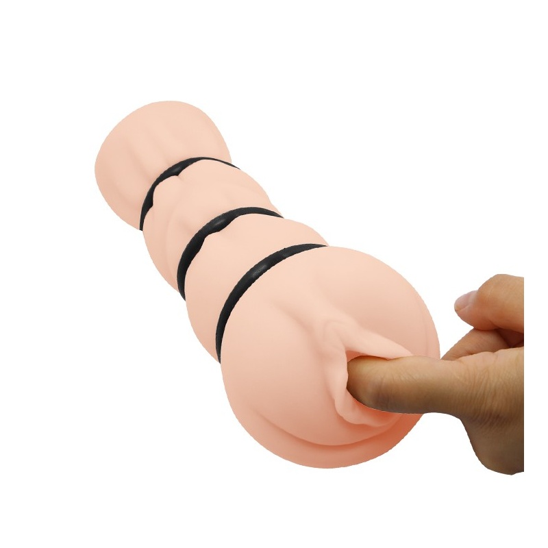 Męski masturbator Pocket Pussy 3D Vagina z trzema pierścieniami zaciskowymi o długości 16 cm - 2
