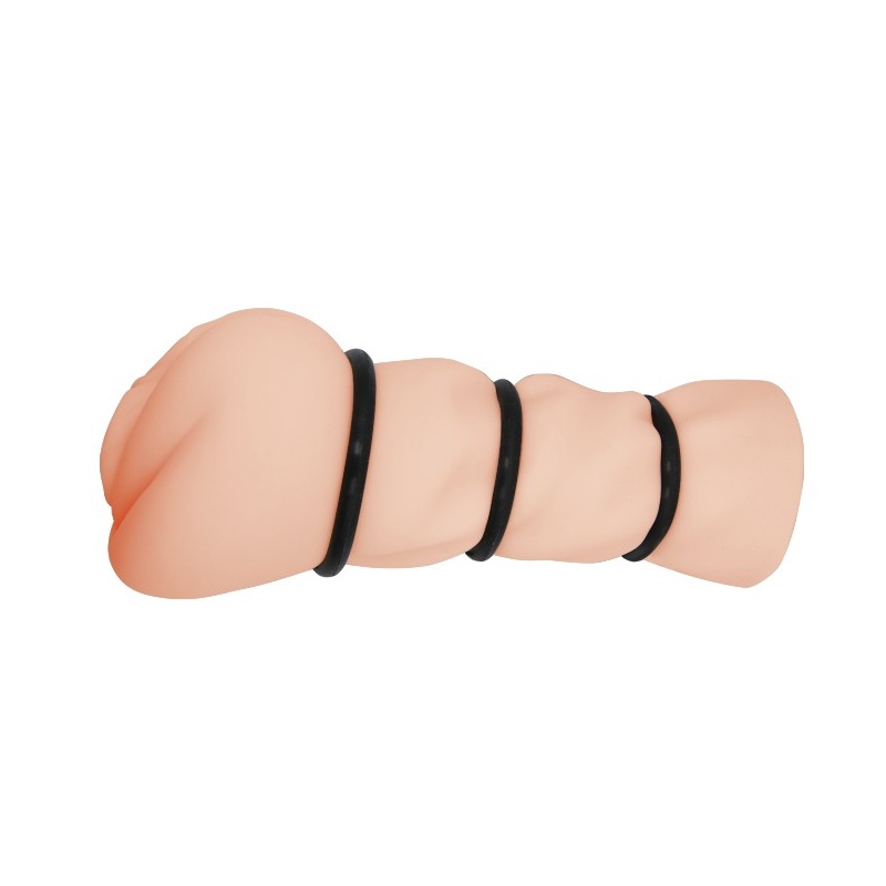 Męski masturbator Pocket Pussy 3D Vagina z trzema pierścieniami zaciskowymi o długości 16 cm - 3