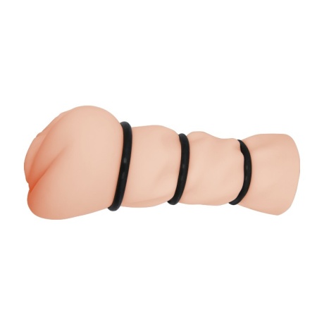 Męski masturbator Pocket Pussy 3D Vagina z trzema pierścieniami zaciskowymi o długości 16 cm - 3
