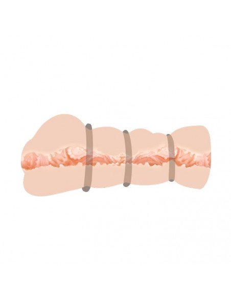 Kieszonkowy Masturbator Z Ciasną Cipką + 3 Pierścienie - Masturbatory i Sztuczne pochwy - 4