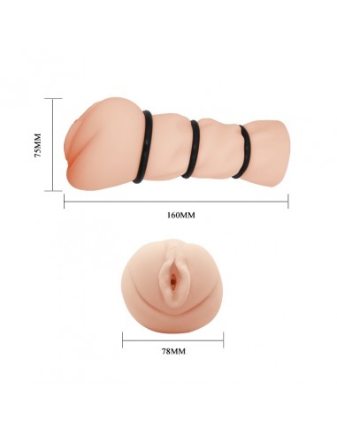 Kieszonkowy Masturbator Z Ciasną Cipką + 3 Pierścienie - Masturbatory i Sztuczne pochwy - 5