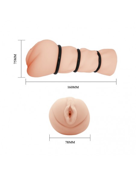 Kieszonkowy Masturbator Z Ciasną Cipką + 3 Pierścienie - Masturbatory i Sztuczne pochwy - 5