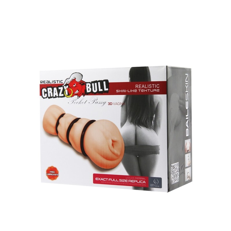 Męski masturbator Pocket Pussy 3D Vagina z trzema pierścieniami zaciskowymi o długości 16 cm - 7