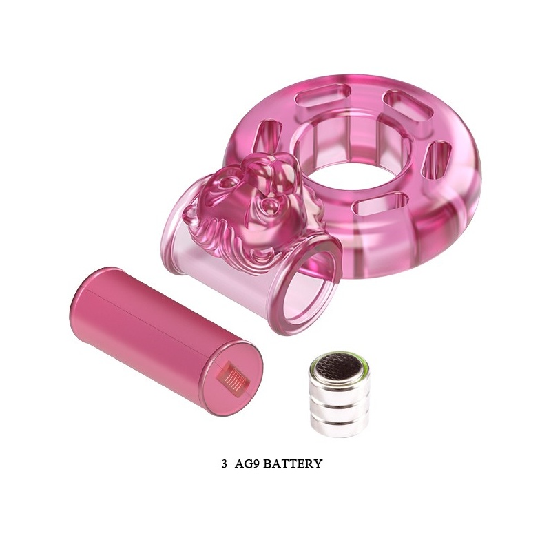Pierścień erekcyjny Cockring VIBRATOR & CONDOM z wibracją, 3,7 x 4,8 cm - 6