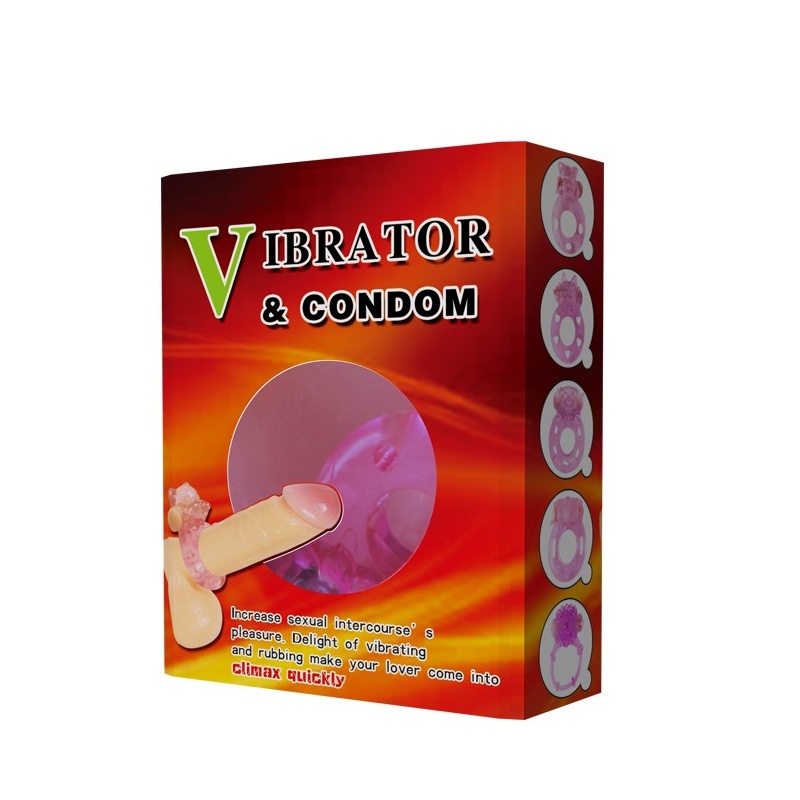 Pierścień erekcyjny Cockring VIBRATOR & CONDOM z wibracją, 3,7 x 4,8 cm - 8