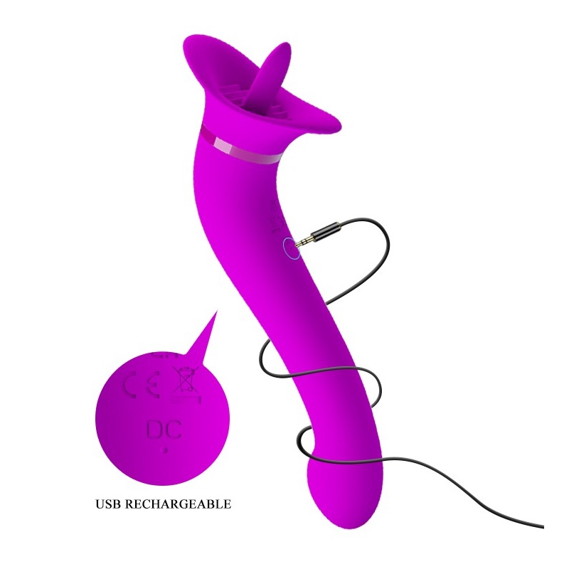 Stymulator Faust z funkcją lizania i wibracji, 21,9 cm - 7