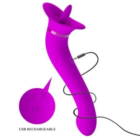 Stymulator Faust z funkcją lizania i wibracji, 21,9 cm - 7