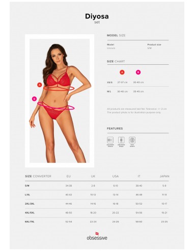 Diyosa komplet 2-częściowy czerwony  XS/S - Komplety bielizny erotycznej - 7