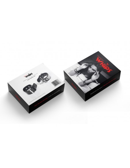 Kajdanki-WHIPS lakier, kajdanki damskie na ręce, czarne, kryształki - Pozostałe - 3