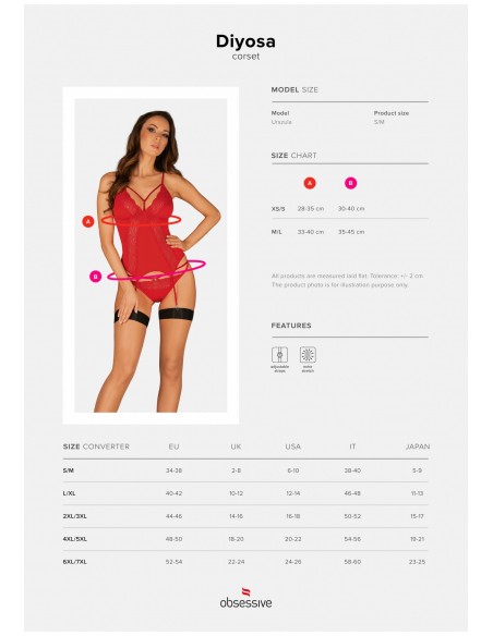 Diyosa gorset i figi czerwony M/L - Komplety bielizny erotycznej - 7