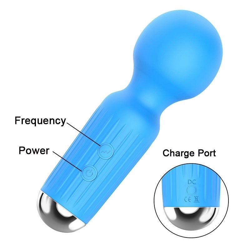 Stymulator Rechargeable Mini Masager USB 20 funkcji – niebieski - 15