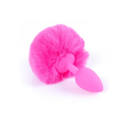 Plug analny silikonowy Bunny Tail Black z puszystym ogonkiem - długość 6,5 cm, średnica 2,7 cm - 9