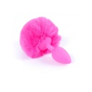 Plug analny silikonowy Bunny Tail Black z puszystym ogonkiem - długość 6,5 cm, średnica 2,7 cm - 9