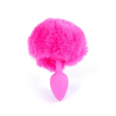 Plug analny silikonowy Bunny Tail Black z puszystym ogonkiem - długość 6,5 cm, średnica 2,7 cm - 10