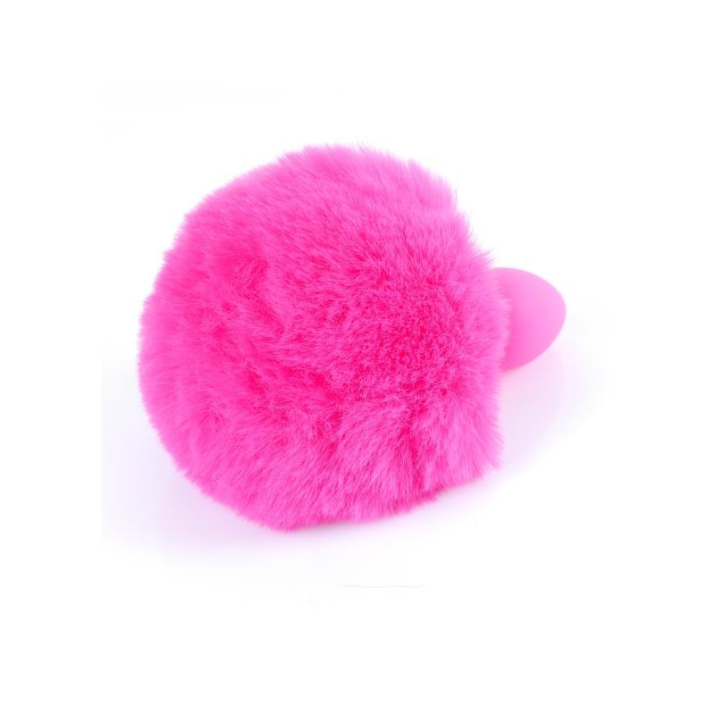 Plug analny silikonowy Bunny Tail Black z puszystym ogonkiem - długość 6,5 cm, średnica 2,7 cm - 12