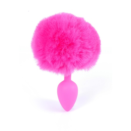 Plug analny silikonowy Bunny Tail Black z puszystym ogonkiem - długość 6,5 cm, średnica 2,7 cm - 13