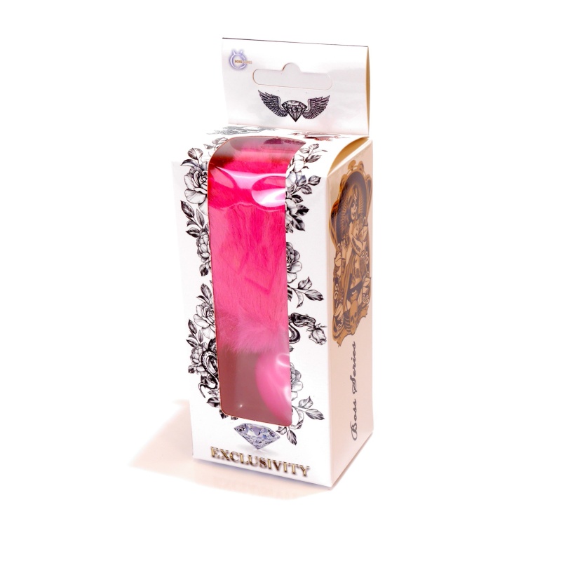 Plug analny silikonowy Bunny Tail Black z puszystym ogonkiem - długość 6,5 cm, średnica 2,7 cm - 14