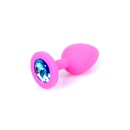 Korek analny PLUG Small - czarny silikon medyczny, różowy diament, kształt bulwiasty, szeroka podstawa, 7 cm, średnica 2,7 cm - 16