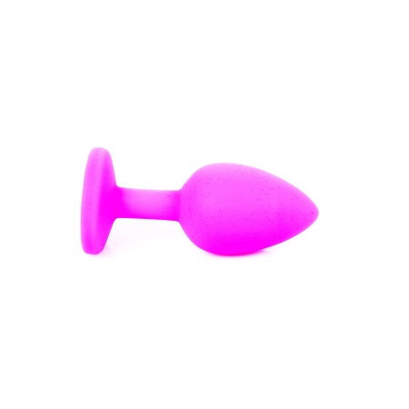 Korek analny PLUG Small - czarny silikon medyczny, różowy diament, kształt bulwiasty, szeroka podstawa, 7 cm, średnica 2,7 cm - 20