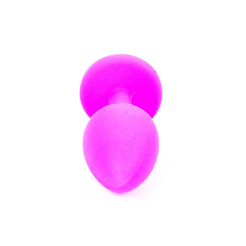 Korek analny PLUG Small - czarny silikon medyczny, różowy diament, kształt bulwiasty, szeroka podstawa, 7 cm, średnica 2,7 cm - 22