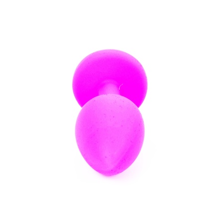 Korek analny PLUG Small - czarny silikon medyczny, różowy diament, kształt bulwiasty, szeroka podstawa, 7 cm, średnica 2,7 cm - 22