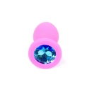 Korek analny PLUG Small - czarny silikon medyczny, różowy diament, kształt bulwiasty, szeroka podstawa, 7 cm, średnica 2,7 cm - 19