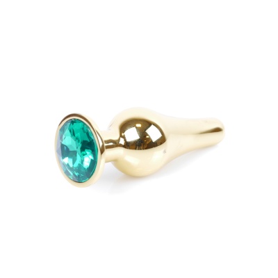 Korek analny Plug-Jewellery Silver Green - stal nierdzewna, profil anatomiczny, 9,5 cm x 3 cm - 9