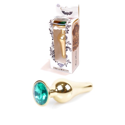 Korek analny Plug-Jewellery Silver Green - stal nierdzewna, profil anatomiczny, 9,5 cm x 3 cm - 9 2