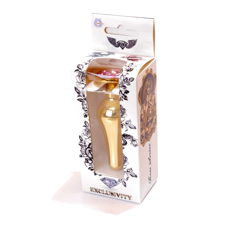 Anatomiczny korek analny ze stali nierdzewnej z różowym kryształem - model Silver BUTT PLUG Rose, 9,5 cm x 3 cm - 16