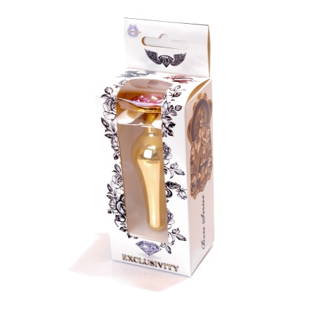 Anatomiczny korek analny ze stali nierdzewnej z różowym kryształem - model Silver BUTT PLUG Rose, 9,5 cm x 3 cm - 16