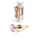 Anatomiczny korek analny ze stali nierdzewnej z różowym kryształem - model Silver BUTT PLUG Rose, 9,5 cm x 3 cm - 10