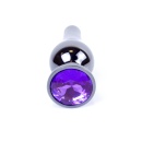 Korek analny Silver Purple - stal nierdzewna, anatomiczny kształt z diamentem, długość 9,5 cm - 21