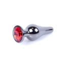 Korek analny Plug-Jewellery Silver Red - stal nierdzewna, czerwony kamień w podstawie, długość całkowita 9,5 cm, średnica 3 cm - 17