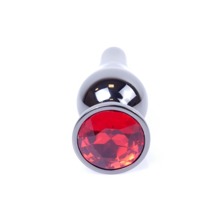 Korek analny Plug-Jewellery Silver Red - stal nierdzewna, czerwony kamień w podstawie, długość całkowita 9,5 cm, średnica 3 cm - 21